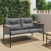 vidaXL Garden Bench with Cushions 116 cm Black Steel