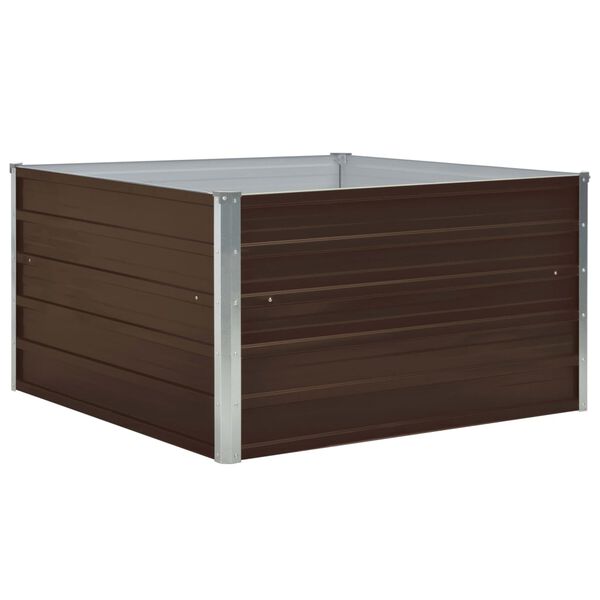 vidaXL Raised Garden Bed 100x100x45 cm Galvanised Steel Brown