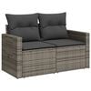 vidaXL Garden Sofa with Cushions 2-Seater Grey Poly Rattan