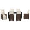 vidaXL Garden Dining Set with Cushion 7 pcs Brown Poly Rattan