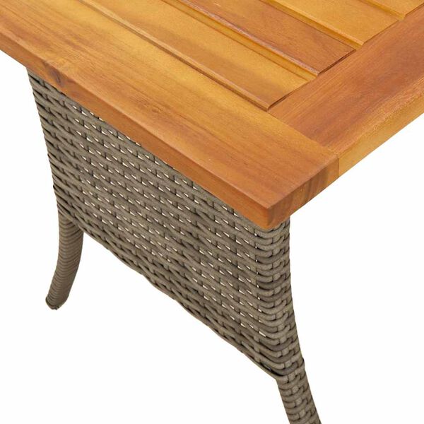 vidaXL Garden Sofa 3-Seater with Cushions&Table Grey Poly Rattan