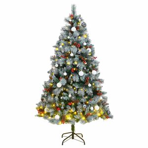 vidaXL Artificial Hinged Christmas Tree 300 LEDs & Ball Set 240 cm