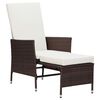 vidaXL Reclining Garden Chair with Cushions Poly Rattan Brown