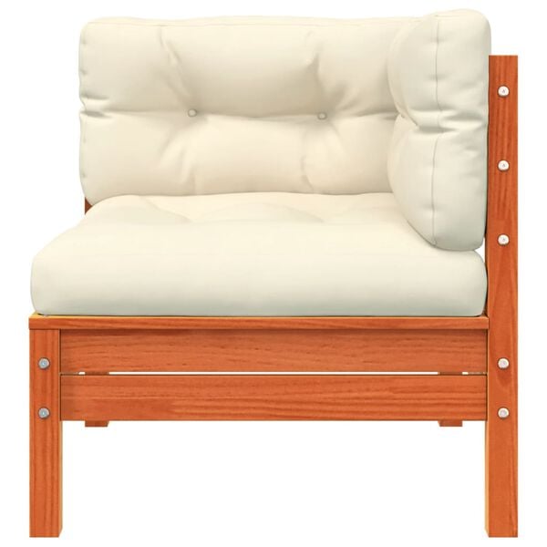 vidaXL Garden Sofa with Cushions and Footstool Solid Wood Pine