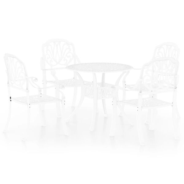 vidaXL 5 Piece Bistro Set Cast Aluminium White