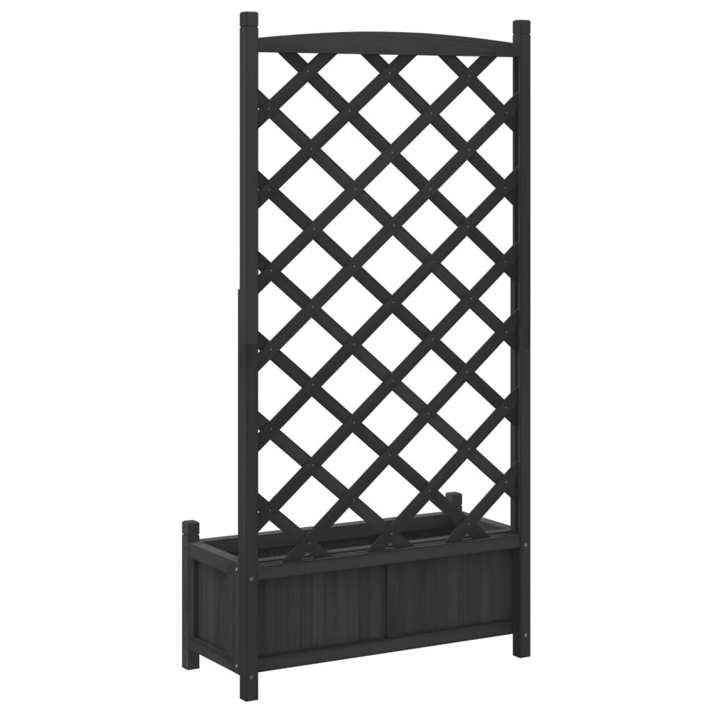 vidaXL Planter with Trellis Black Solid Wood Fir