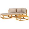 vidaXL 4 Piece Garden Lounge Set with Taupe Cushions Solid Wood