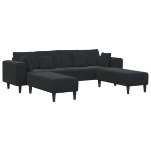 vidaXL Sofa with Cushion 3 pcs Black Velvet