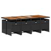 vidaXL 9 Piece Garden Dining Set with Cushions Black Poly Rattan