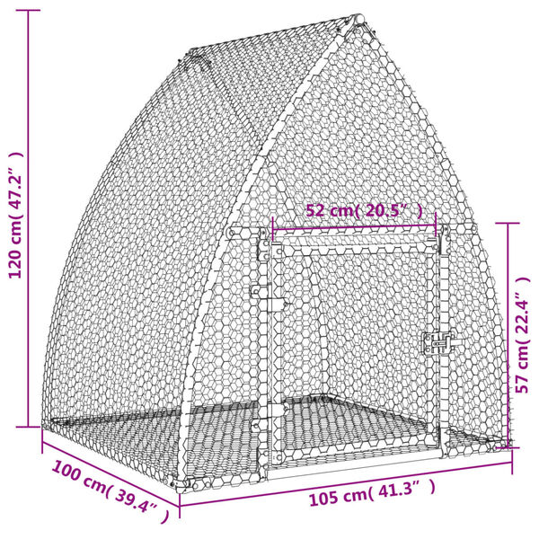 vidaXL Rabbit Hutch Silver 100x105x120 cm Galvanised Steel