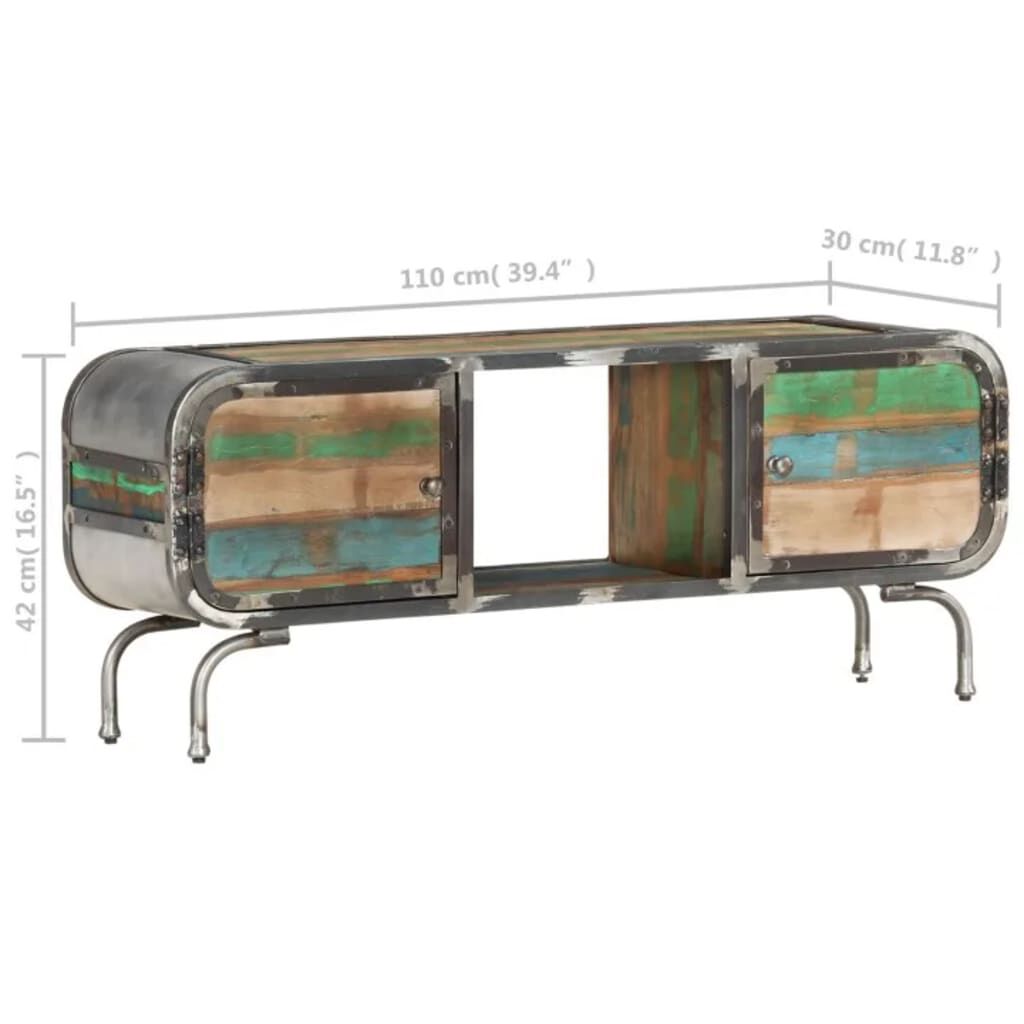 vidaXL TV Cabinet Multicolour 110x30x42 cm Solid Wood Reclaimed