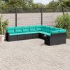vidaXL 10 Piece Garden Sofa Set with Cushions Black Poly Rattan