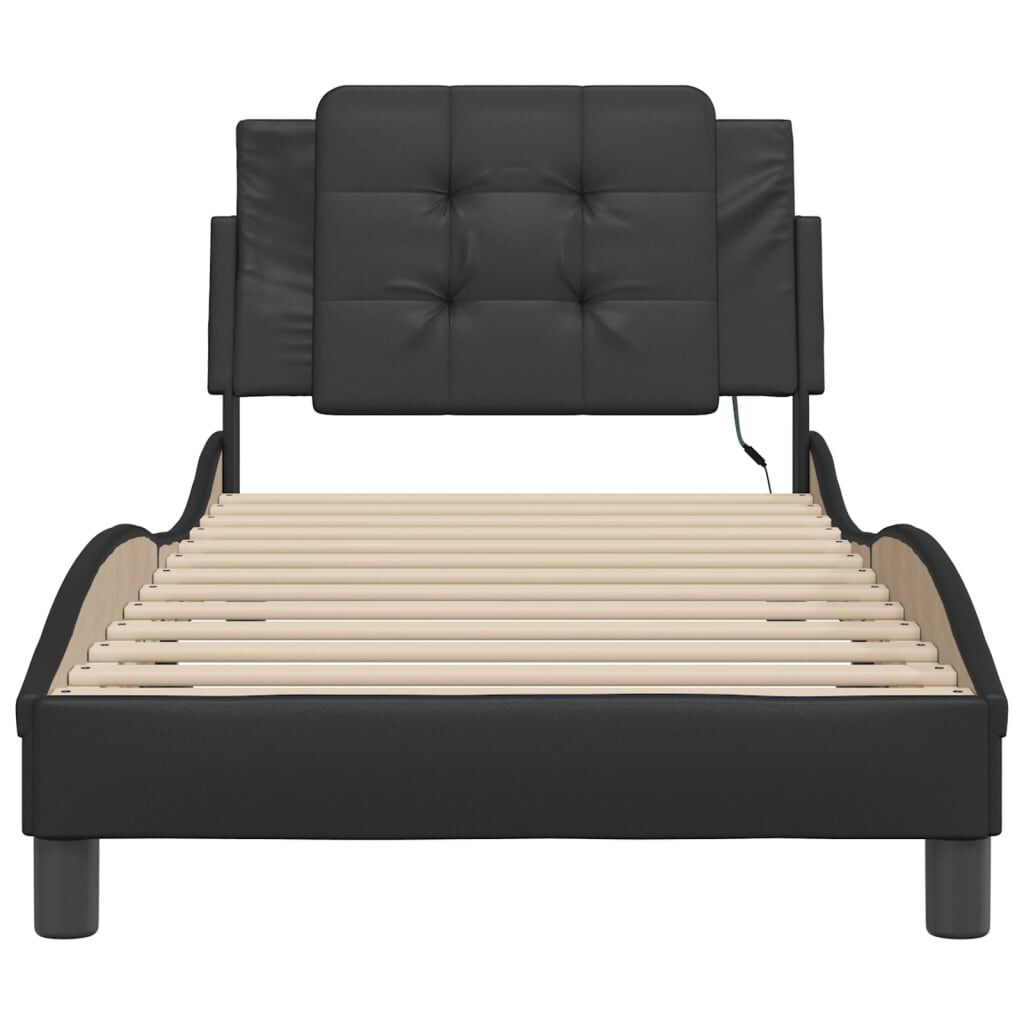 vidaXL Bed Frame with LED without Mattress Black 100x203 cm