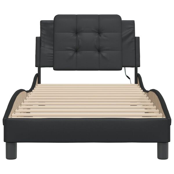vidaXL Bed Frame with LED without Mattress "Zadar" Black 100x203 cm