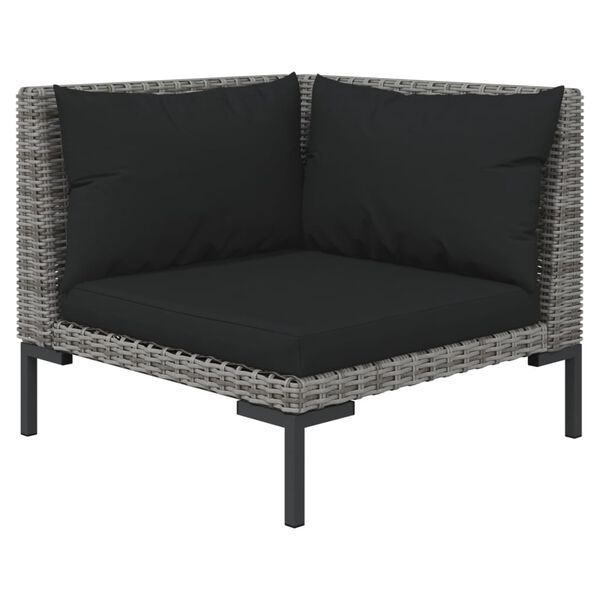 vidaXL 5 Piece Garden Lounge Set with Cushions Poly Rattan Dark Grey