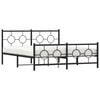 vidaXL Metal Bed Frame without Mattress with Footboard Black 150x200cm