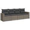 vidaXL 4 Piece Garden Sofa Set with Cushions Grey Poly Rattan
