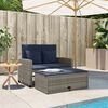 vidaXL Garden Sofa with Cushions 2-Seater Grey Poly Rattan