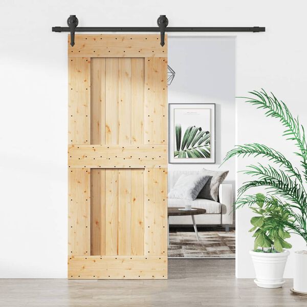 vidaXL Sliding Door with Hardware Set 85x210 cm Solid Wood Pine