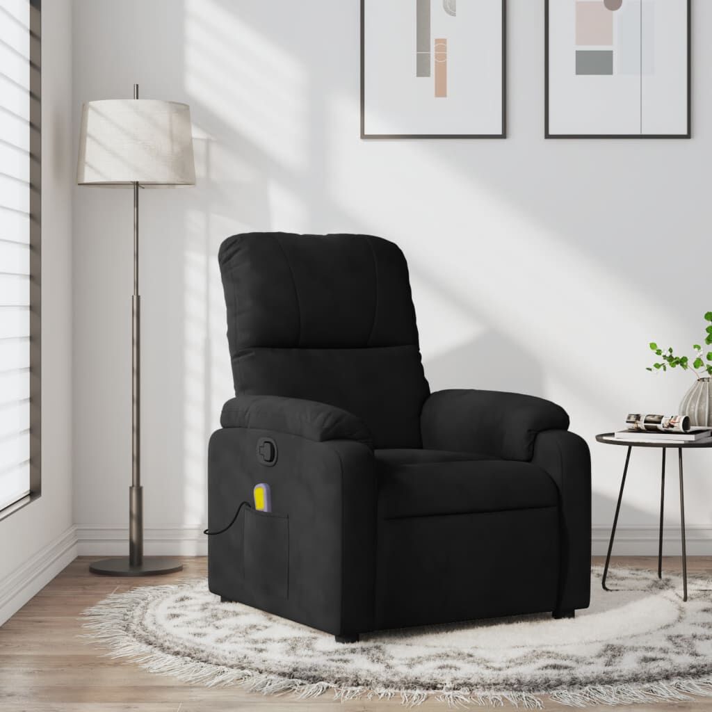 vidaXL Massage Recliner Chair Black Microfibre Fabric