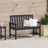 vidaXL Garden Bench with Cushion Black 120 x 59 x 88cm HDPE