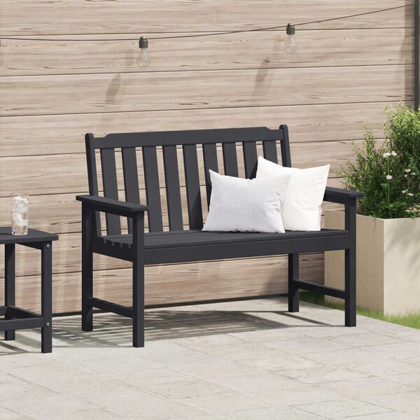 vidaXL Garden Bench Black 120 cm HDPE