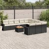 vidaXL 12 Piece Garden Sofa Set with Cushions Black Poly Rattan