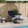 vidaXL Sun Lounger Grey and Navy Blue 55 x 200 x 92 cm Poly Rattan
