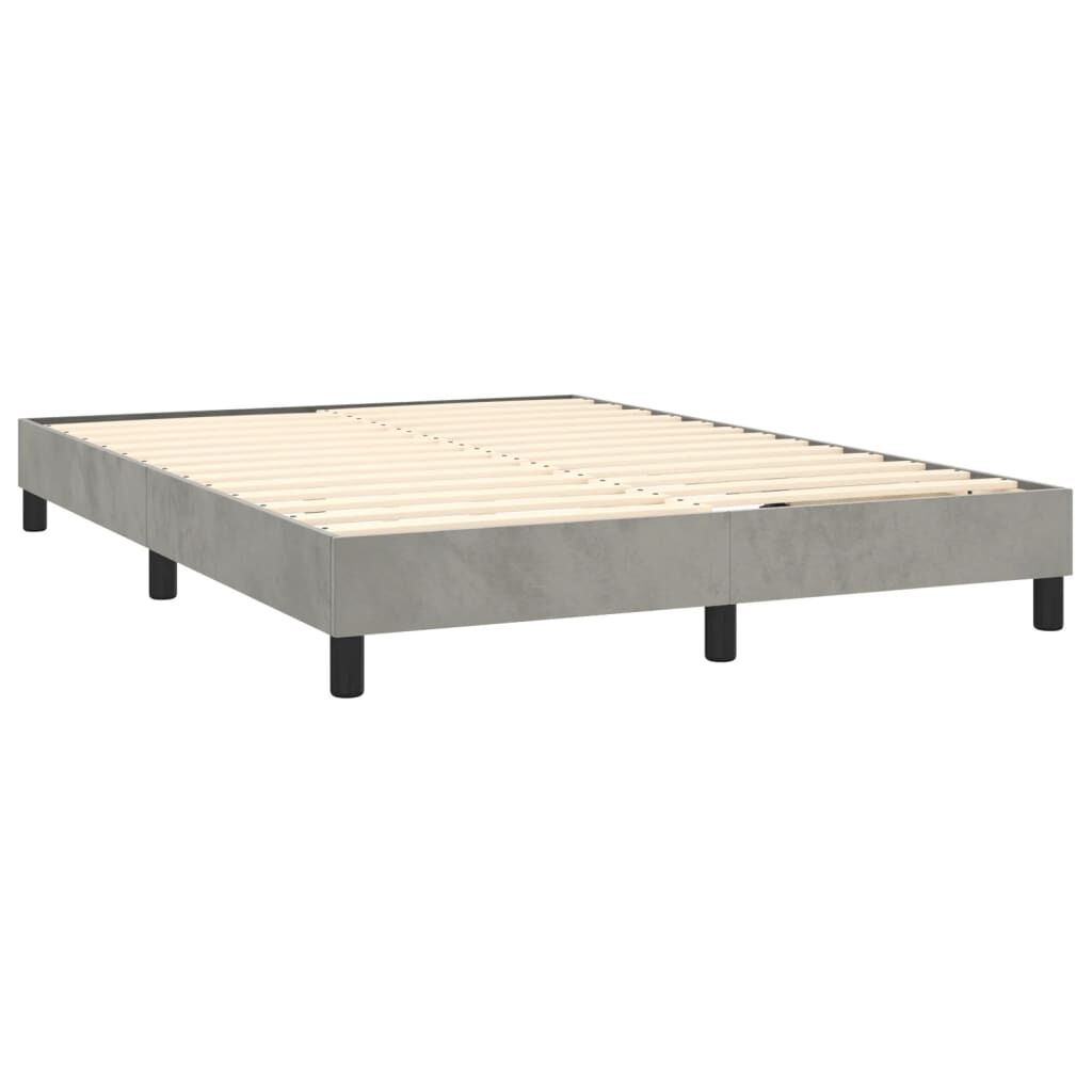 vidaXL Box Spring Bed with Mattress Light Grey 137x190 cm Full Velvet