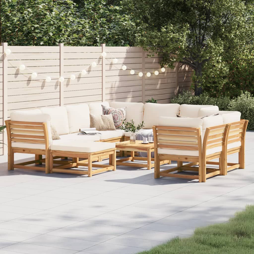 vidaXL 10 Piece Garden Lounge Set with Cushions Solid Wood Acacia