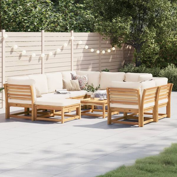 vidaXL 10 Piece Garden Lounge Set with Cushions Solid Wood Acacia