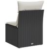 vidaXL Garden Sofa Armless with Cushions Black Poly Rattan