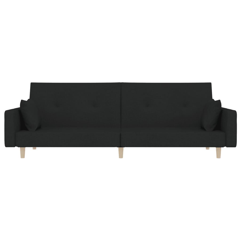 vidaXL 2-Seater Sofa Bed with Two Pillows Black Fabric