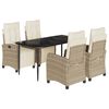 vidaXL 5 Piece Garden Dining Set with Cushions Beige Poly Rattan