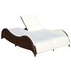 vidaXL Double Sun Lounger with Cushion Poly Rattan Brown