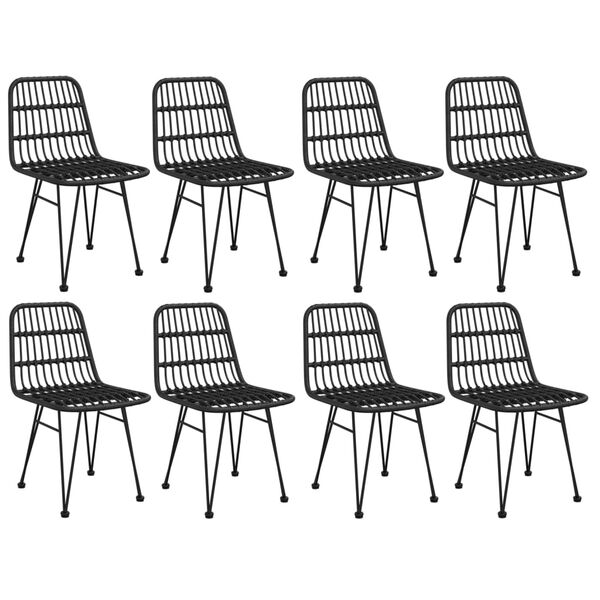 vidaXL 9 Piece Garden Dining Set Black Poly Rattan