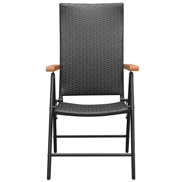 vidaXL Stackable Garden Chairs 2 pcs Poly Rattan Black