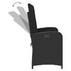 vidaXL Reclining Garden Bench with Cushions Black Poly Rattan