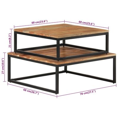 vidaXL Nesting Coffee Tables 2 pcs Solid Acacia Wood