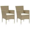 vidaXL 3 Piece Garden Dining Set with Cushions Poly Rattan Beige