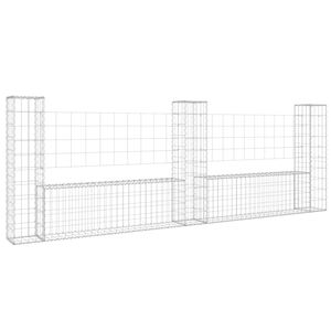 vidaXL U-shape Gabion Basket with 3 Posts Iron 260x20x100 cm