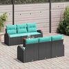 vidaXL Garden Sofa Set 7 pcs Black and turquoise