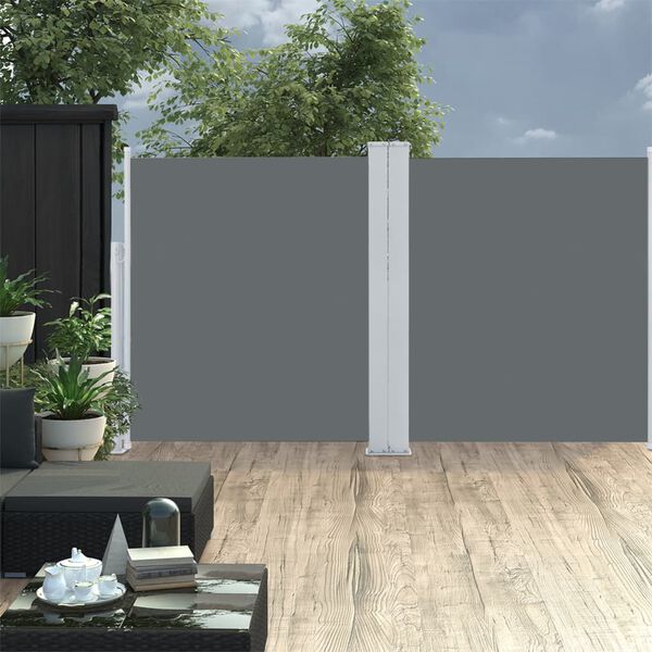 vidaXL Patio Retractable Double Side Awning 170x600 cm Anthracite