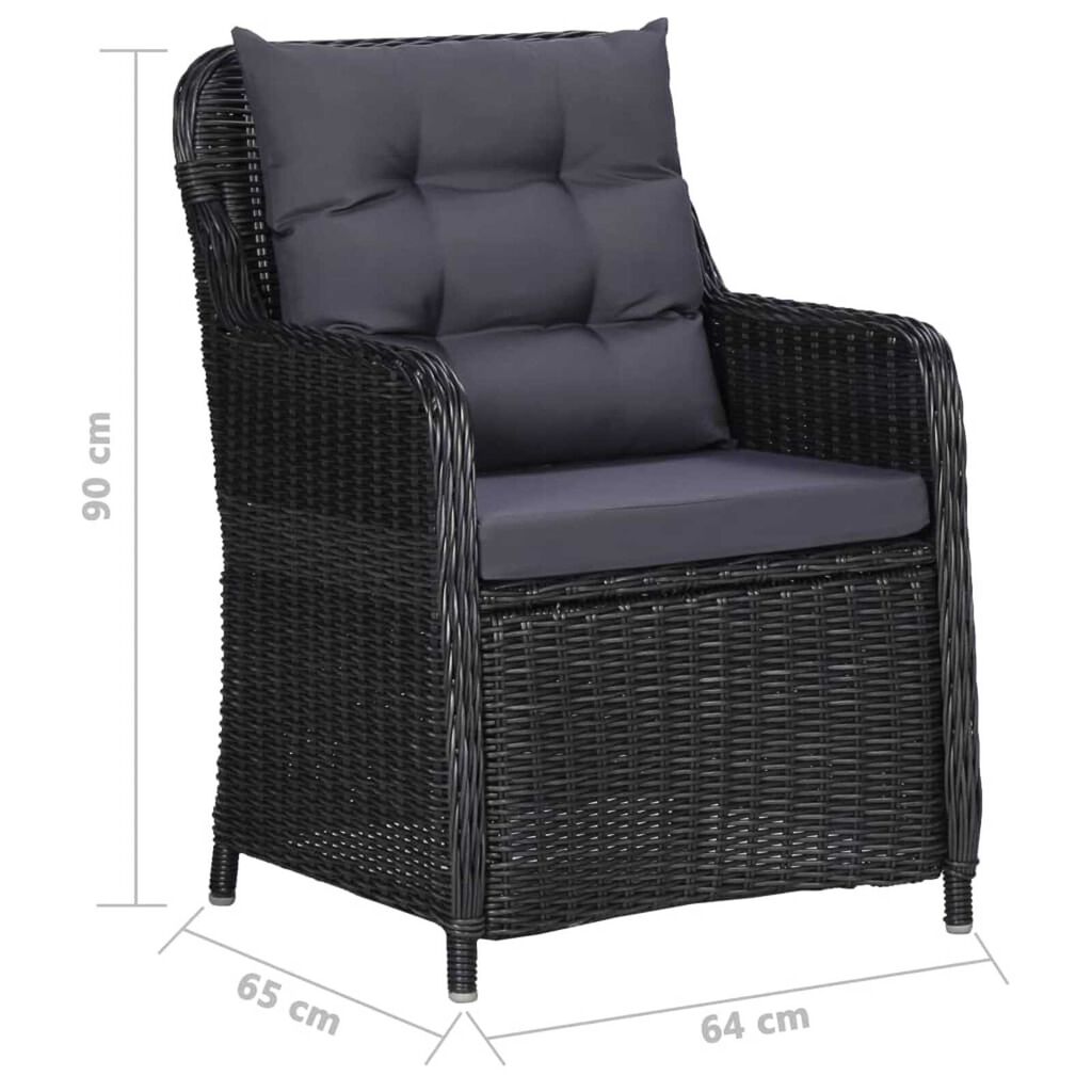 vidaXL 5 Piece Garden Dining Set Black