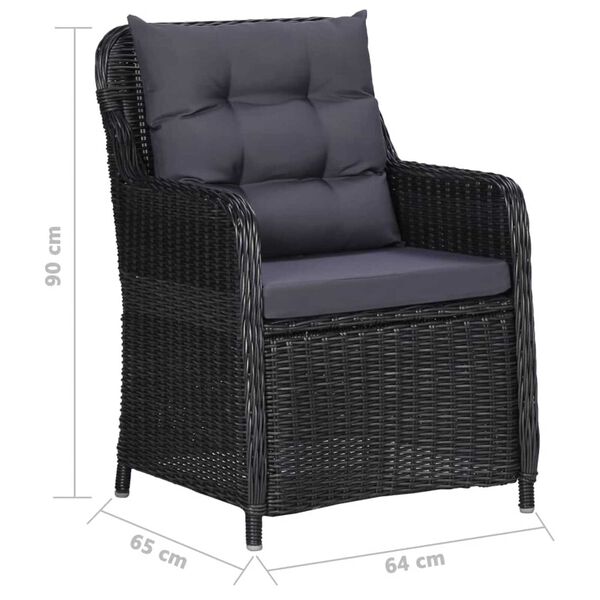 vidaXL 5 Piece Garden Dining Set Black