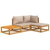 vidaXL 4 Piece Garden Lounge Set with Taupe Cushions Solid Wood