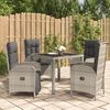 vidaXL 5 Piece Garden Dining Set with Cushions Grey Poly Rattan