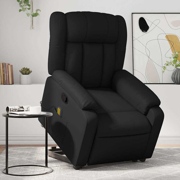 vidaXL Stand up Massage Recliner Chair Black Faux Leather