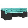 vidaXL Garden Sofa Set 6 pcs Black and Turquoise Poly Rattan