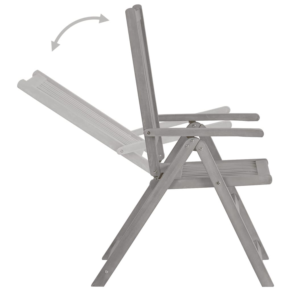 vidaXL Garden Reclining Chairs with Cushions 8 pcs Grey Wood Acacia